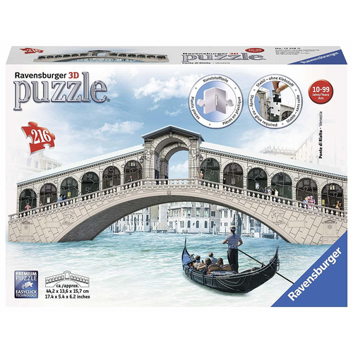 Ravensburger - 3D Puzzle- Venice's Rialto Bridge - 216 Pieces
