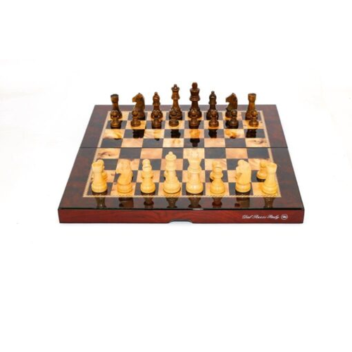Dal Rossi 16" Folding Mahogony Shiny Finish chess set