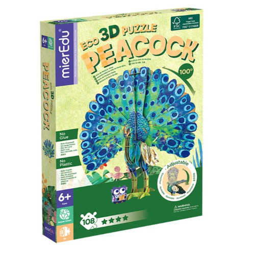 Mieredu - ECO 3D Puzzle - Peacock - 108 Pieces