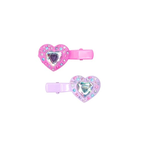 Pink Poppy - Playful Heart With Gem Hairclip
