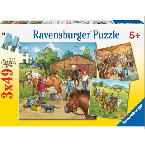 Ravensburger -  A Day with Horses Puzzle 3x49 Piece Puzzles