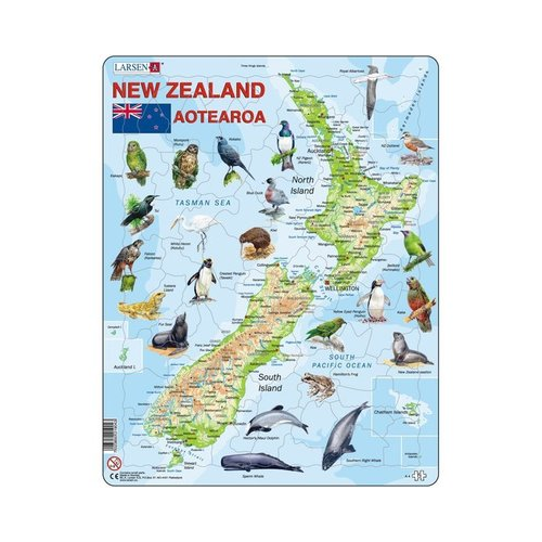 Larsen - New Zealand Aotearoa Map 71 Piece Puzzle