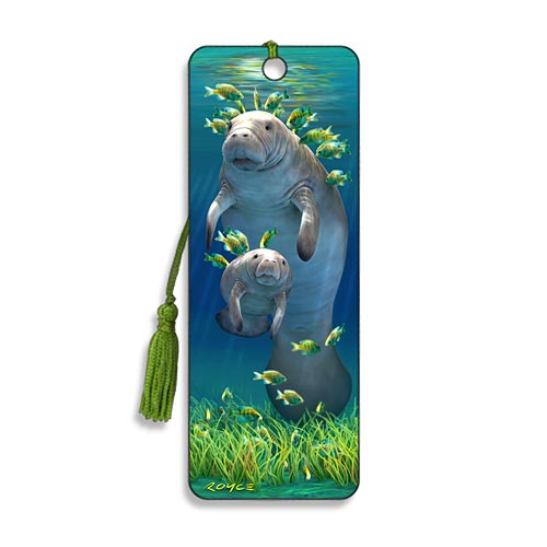 Blue Manatees 3D Bookmark 
