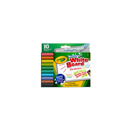 Crayola- Washable Dry Erase Slim Markers 10pk