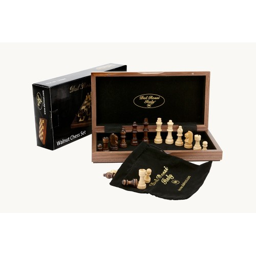 Dal Rossi Walnut Chess Set Inlaid 30cm 