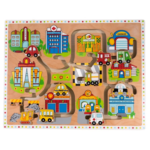 Buildings and Cars Large Maze Puzzle