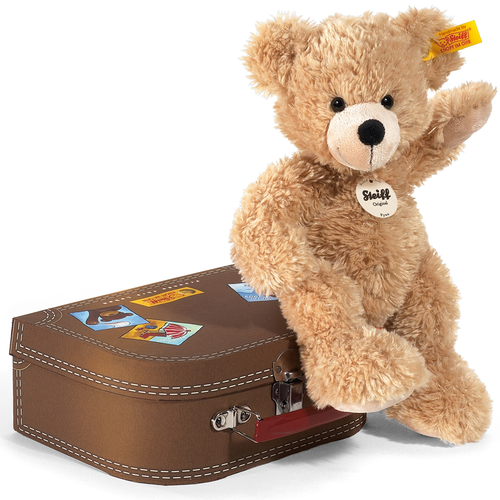 Flynn Teddy Bear In Suitcase Beige 24cm