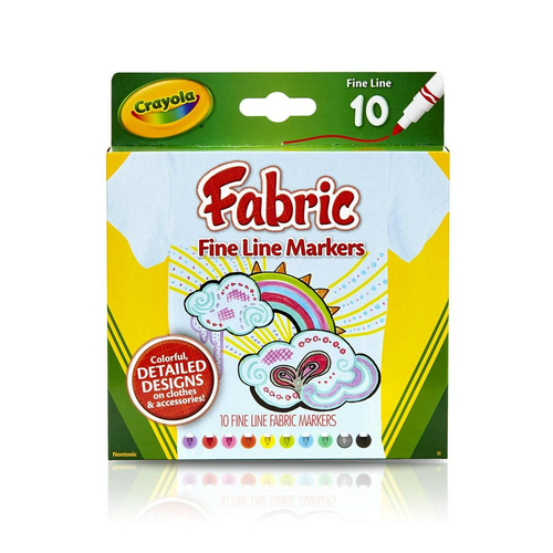 Crayola 10 Finetip Fabric Markers 