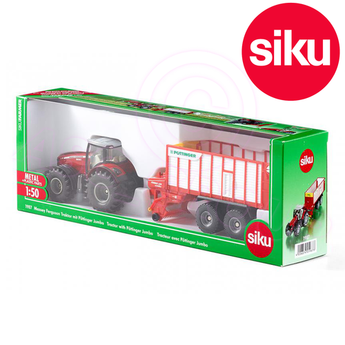 Siku Massey Ferguson 894 Tractor with Front Loader & 4-Wheel Tipping Trailer