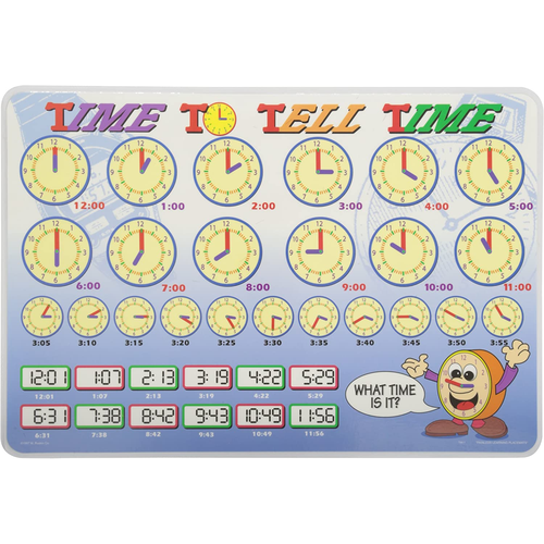 Learning Placemats - Time To Tell Time